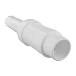 A product image showing a 1 1/4" telescopic coupling part for PVC repairs.