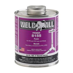 A product picture for Weld All purple liquid PVC primer to start the chemical reaction.