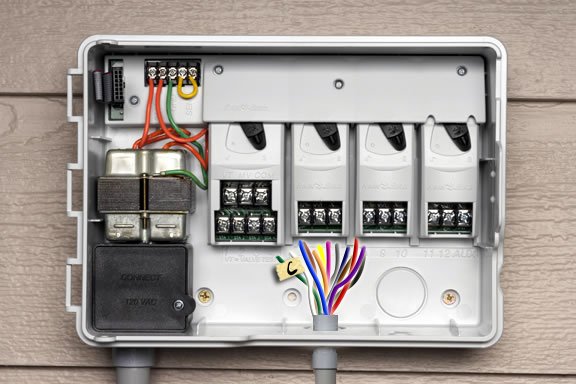 Inside of an Irrigation Controller marking wires