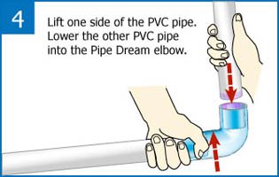 Repairing PVC using Pipe Dream Elbow step 4