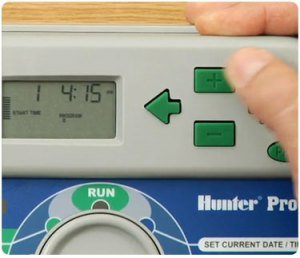 Close-up of programming of Irrigation Controller