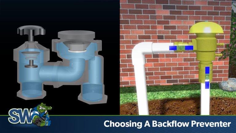 This is a digital illustration showing two types of backflow preventers side by side.