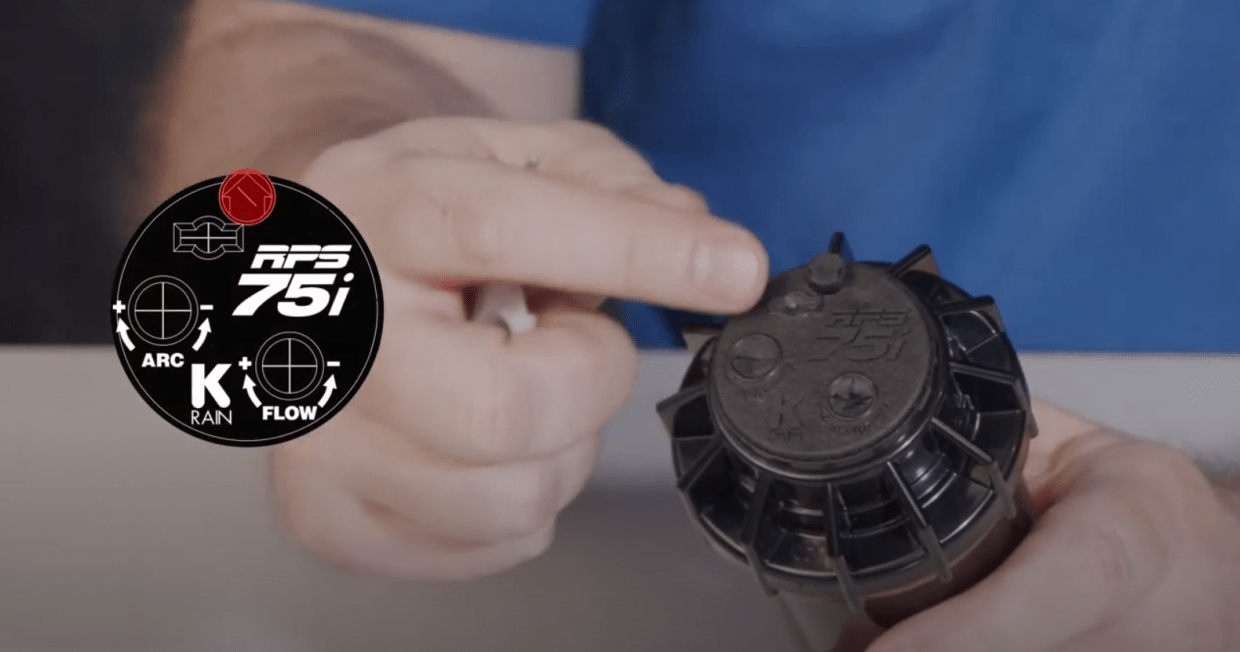 This is a photo from a video by Sprinkler Warehouse about the K-Rain RPS-75i adjustable arc rotor.