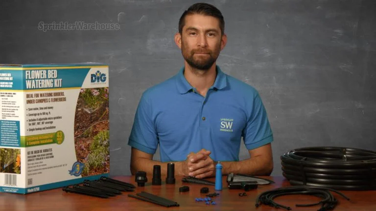 Tutorials Install & Design 21 This video thumbnail shows the Sprinkler Warehouse Pro with the DIG Drip Kit.