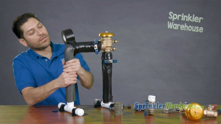 This video thumbnail shows the Sprinkler Warehouse Pro with a backflow device and foam pipe wrap insulation.