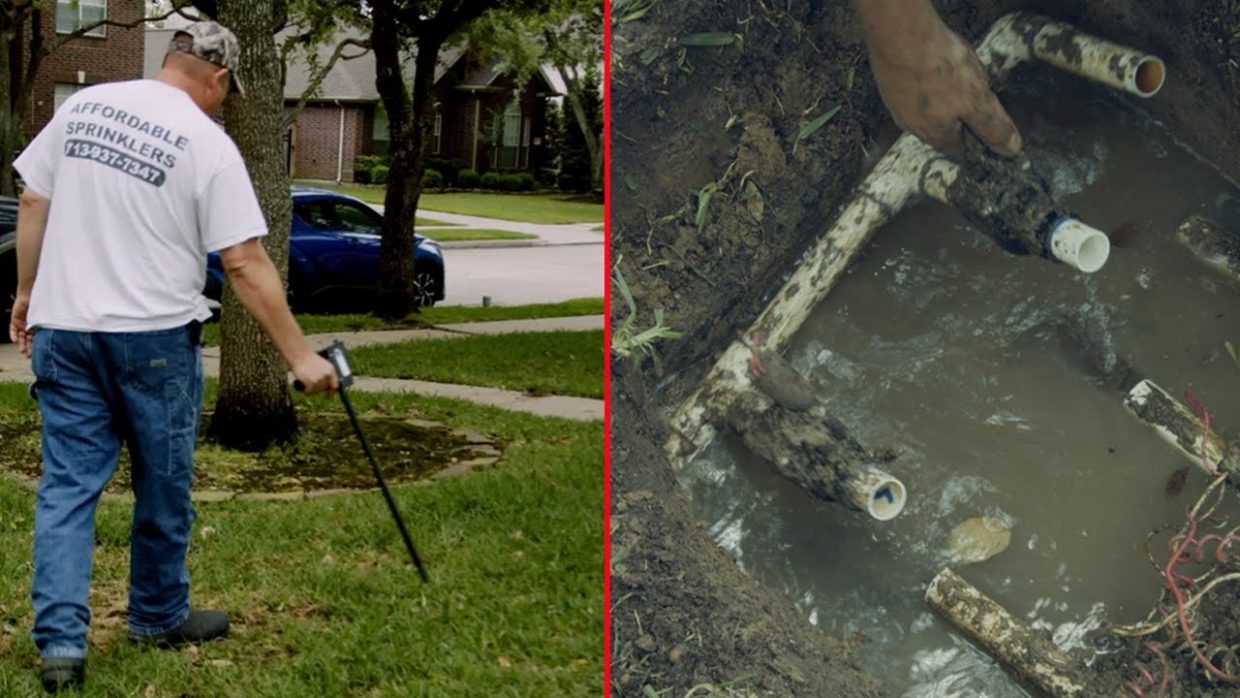 This video thumbnail demonstrates a DIY method to find underground sprinkler valves.